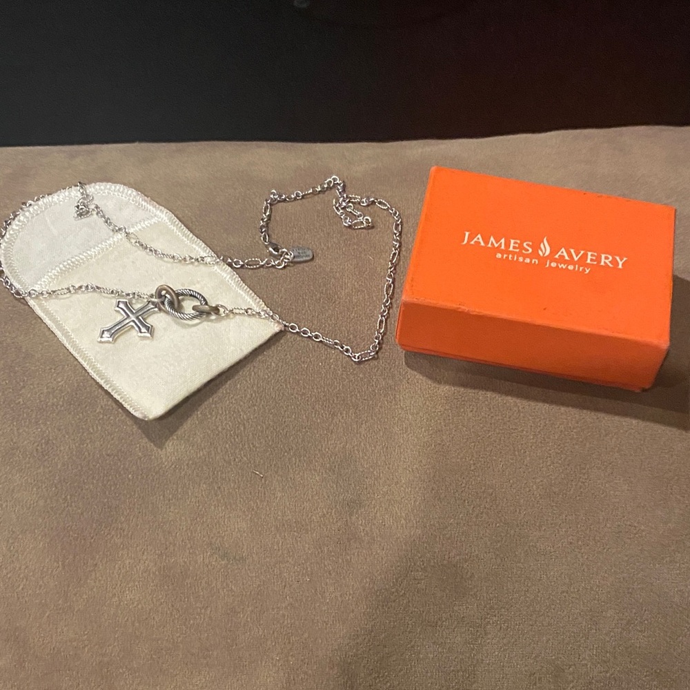 James Avery Silver Cross Necklace with Toggle Clasp